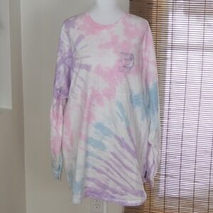 Walt Disney World Tie Dye Spirit Jersey Women's Sz XL Pastel Glitter Pink Blue